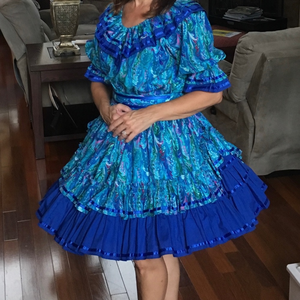 Square Dance skirt and blouse with matching belt and partner tie.
